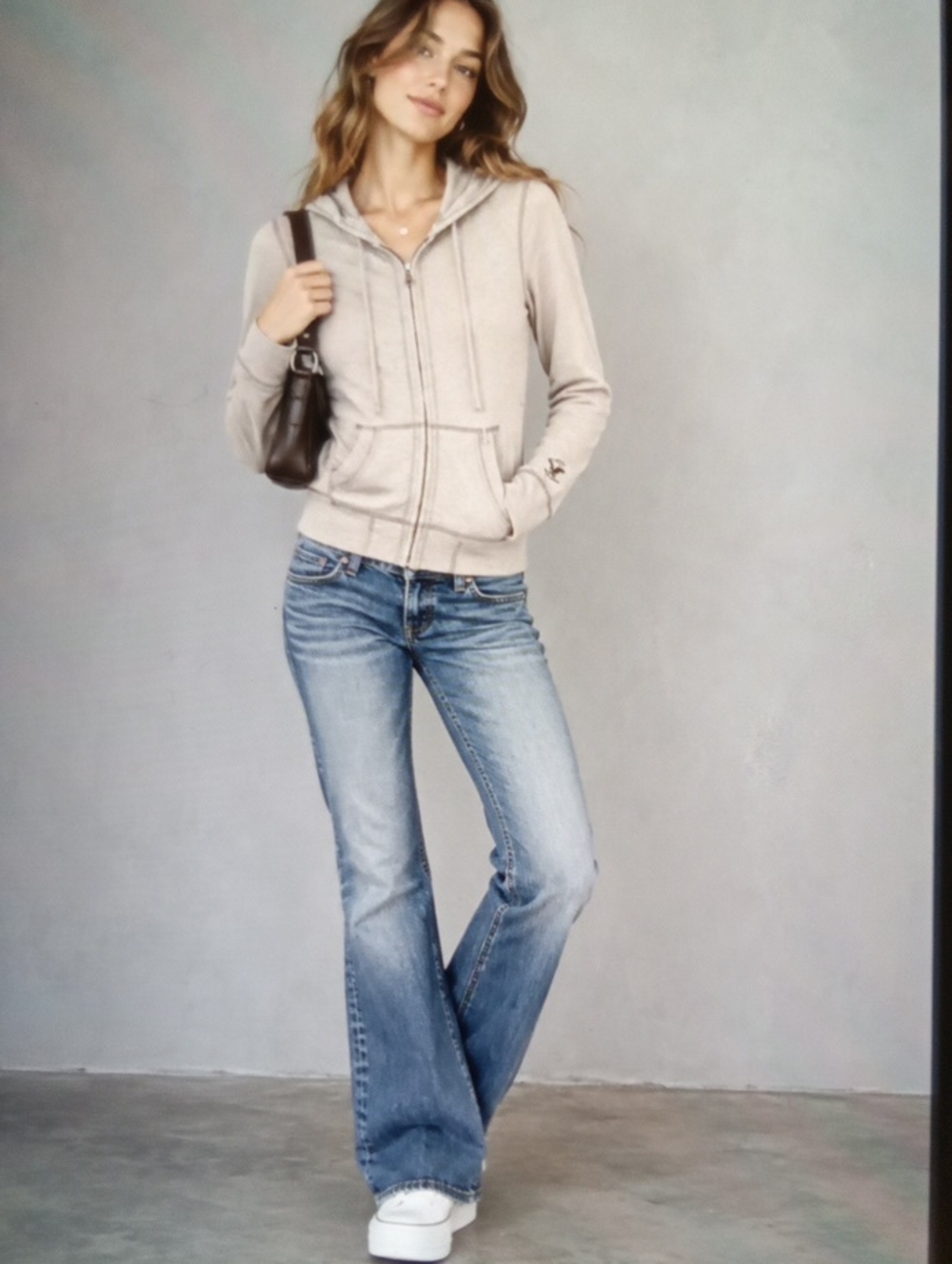 American Eagle Womens Hoodie Full Zip Y2k Cotton Blend Slim Womens SP